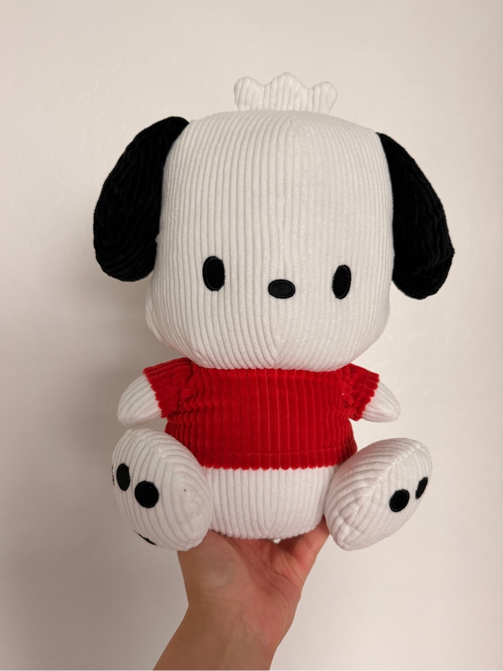 🌹 NEW - Sanrio Pochacco Corduroy Plush in Red Sweater